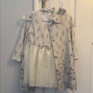 Nannette Kids Cream Floral Jacket and Dress Set